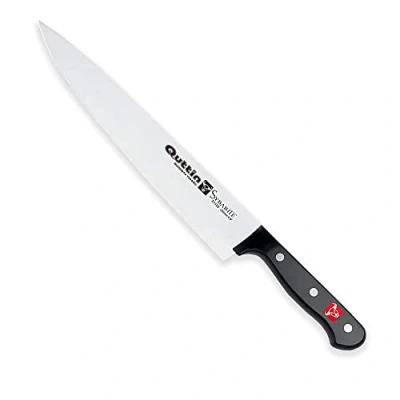 Imagen de Quttin Cuchillo Cocinero Profesional, Hoja Afilada Remaches Acero Inoxidable, Molibdeno Vanadio, Mango POM Resina Acetalica. Sybarite Negro, 25 cm