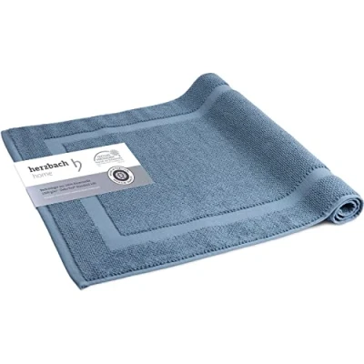 Imagen de herzbach home Alfombra de baño 100% algodón Alfombrilla Ducha 1000 g/m² Absorbente Lavable (Azul 50x80cm)
