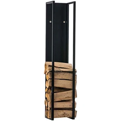 Imagen de CLP Estantería Interior para Leña Spark I De Almacenamiento Soporte En Acero Inoxidable o Metal I, Color:Negro/Mate, Tamaño:80 cm