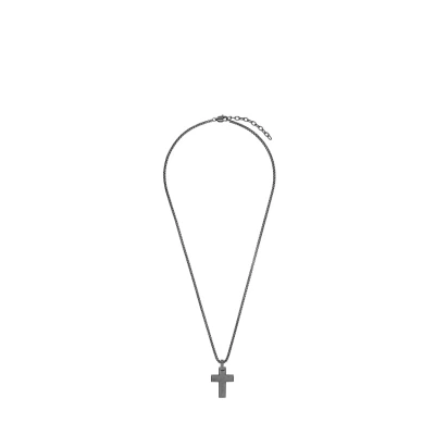 Imagen de Joop! Cadena con colgante de acero inoxidable para hombre, 55+5 cm, color gris, cruz, se entrega en caja regalo joyería, 2038992
