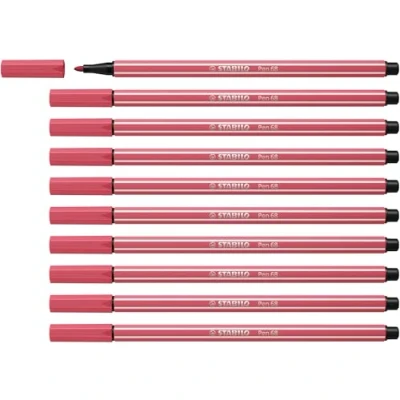 Imagen de STABILO, Rotulador premium STABILO Pen 68, Caja con 10 unidades, Color rojo fresa