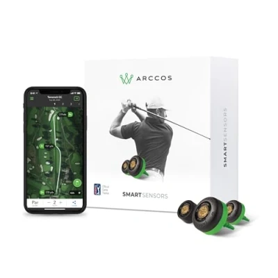 Imagen de Arccos Smart Sensors: sistema automático de seguimiento juegos golf, caja alimentada por IA, telémetro GPS IA y distancias club inteligente