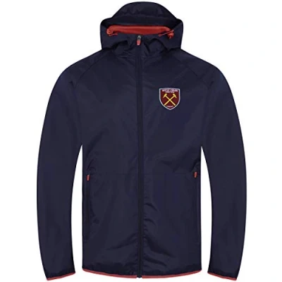 Imagen de West Ham United FC Chaqueta cortavientos oficial Para hombre Impermeable Azul marino Capucha L