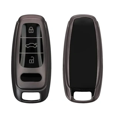 Imagen de kwmobile Carcasa para Mando Compatible con Audi A6 A7 A8 Q7 Q8 Llave de Coche Keyless 3 Botones Funda Llaves TPU Negro Mate/Negro