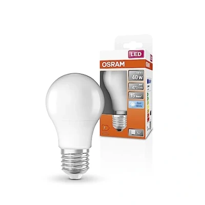 Imagen de OSRAM Lámpara LED Star Classic A40 para base E27, forma de pera, aspecto mate, 470 lúmenes, blanca fría (4000 K), repuesto bombillas convencionales 40 W, no regulable, paquete 1