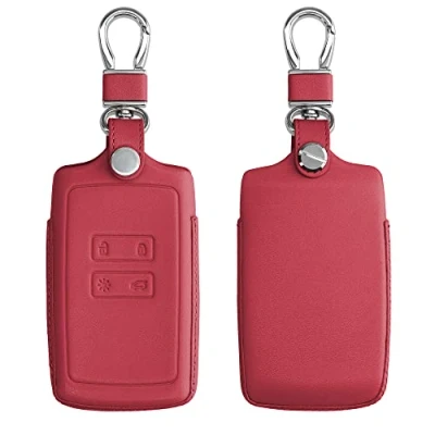 Imagen de kwmobile Carcasa Compatible con Renault Llave de Coche Smart Key 4 Botones (Solo Keyless Go) Funda Cuero sintético Case para Mando Control Auto Rojo