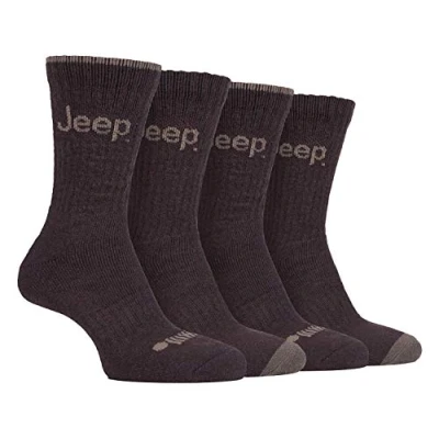 Imagen de JEEP 4 Pares Hombre Antiampollas Calcetines con Reforzados para Trekking Senderismo Montaña (39 45, Brown/Tierra)