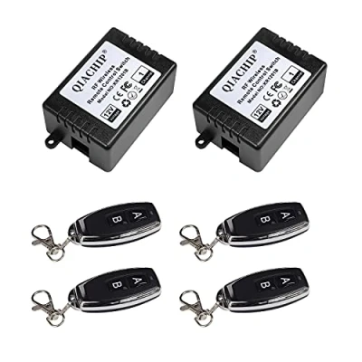 Imagen de QIACHIP 433Mhz Interruptor Inalambrico 12v,1CH con mando a Distancia,emisor Receptor Puerta Garaje Módulo de relé RF 4 transmisore Distancia