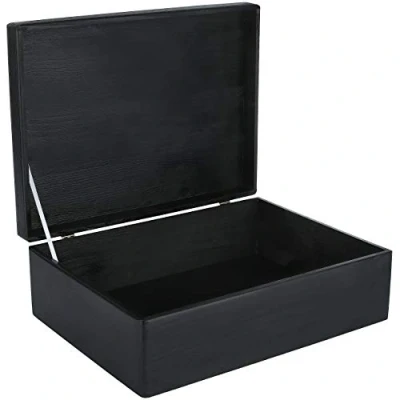 Imagen de Creative DECO XL Negra Grande Caja Madera Decorativa Almacenaje 40 x 30 14 cm (+/ 1cm) con Tapa Cofre Navidad Decorar Regalo Decoupage Juguetes, Documentos, Objetos de Valor, Herramientas