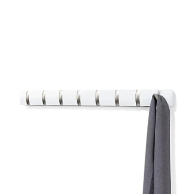 Imagen de Umbra Flip Perchero de pared con 8 ganchos extraíbles, Álamo, Blanco