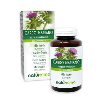 Imagen de Cardo mariano (Silybum marianum) hierba y frutos Naturalma 150 g 300 comprimidos Complemento alimenticio Natural Vegano