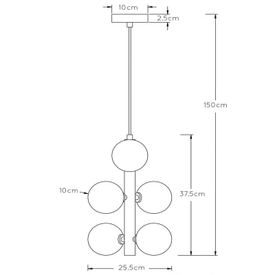 Imagen de Lucide Lámpara colgante Tycho, 6 luces negro/gris humo