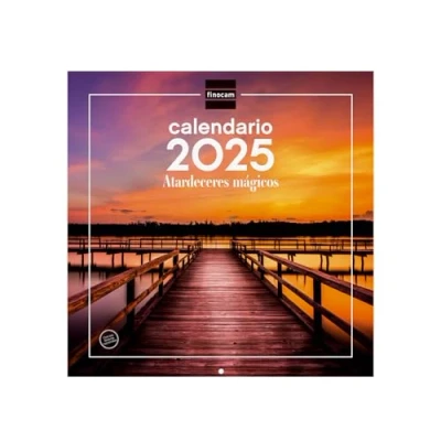 Imagen de Finocam Calendario Imágenes de Pared 30x30 para Escribir 2025 Mes Vista Enero Diciembre (12 meses) Atardeceres mágicos Español