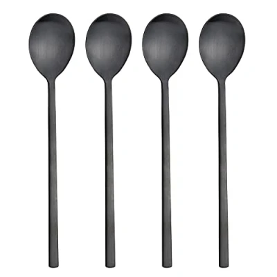 Imagen de AOOSY 4 cucharas coreanas de acero inoxidable 8.5 pulgadas, sopa para el hogar, cocina o restaurante (negro)