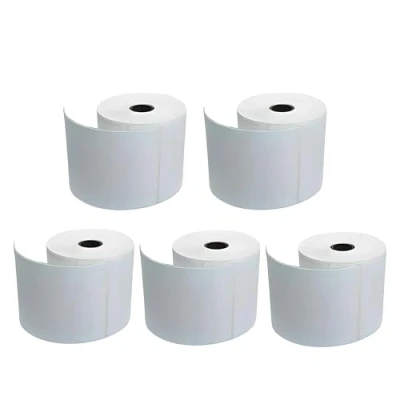 Imagen de 5 rollos, 1250 etiquetas térmicas directas con revestimiento premium, 100 mm x 150 mm, autoadhesivas, para Zebra, MUNBYN, Rollo, TSC, Toshiba, Citizen, impresora térmica directa, LP2844, GK420D,