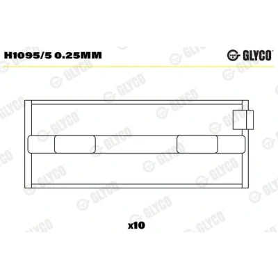 Imagen de GLYCO H1095/5 0.25mm Cojinete de cigüeñal FIAT: Grande Punto Hatchback, II Ducato III Camión plataforma / Chasis