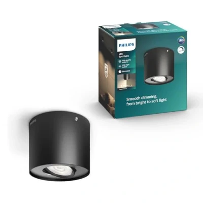 Imagen de Philips myLiving Phase Foco LED, iluminación interior, 1 luz, cepillado, luz blanca cálida, IP20, color negro