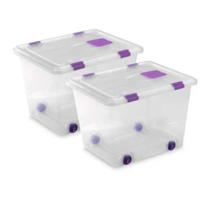 Imagen de TODO HOGAR Caja Plástico Almacenaje Grandes Multiusos con Ruedas Medidas 510 x 410 360 mm Capacidad de 52 litros (2)