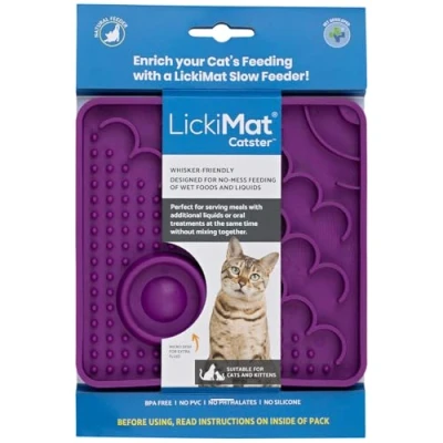Imagen de LickiMat Catster Alfombrilla de Comida para Gatos Comedero Lento con microplato Mayor hidratación Alimentos, golosinas, Yogur y Alivio la ansiedad ga