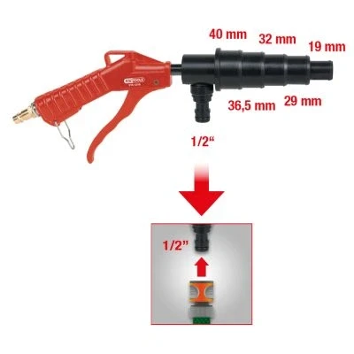 Imagen de KS TOOLS 515.1216 Pistola de aire comprimido 19, 29, 32, 36,5, 40 1/4 6,3
