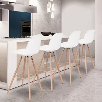Imagen de IDMarket  Juego de 4 taburetes bar Sara, blanco