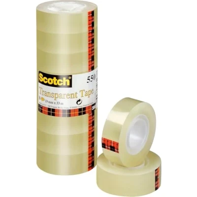 Imagen de Scotch Cinta Adhesiva Transparente 8 rollos 19mm x 33m para Uso General el Colegio, Hogar y la Oficina