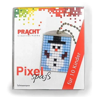 Imagen de Pixel P90058 17501 Juego de manualidades para 10 niños, diseño muñeco nieve con medallones pixelar, sistema inserción simple sin planchar ni pegar, ideal cumpleaños infantiles,