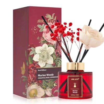 Imagen de Airkeep Difusor De Aromas 150ml, Marine Woody Reed Diffuser Set, Rose Fragancia, Ambientador para Habitaciones, Baños, Oficinas, Armarios