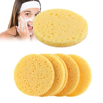 Imagen de 20 Piezas Esponjas de Lavado Maquillaje Facial Esponja Limpiadora Natural Desmaquillante Cosmética Suave y Confortable, para Limpieza Facial, Desmaquillado (Amarillo)