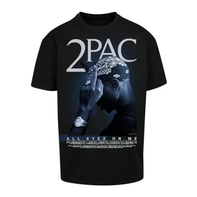 Imagen de Mister Tee Tupac All FCK The World 2.0 Camiseta de Gran tamaño, Negro, S para Hombre