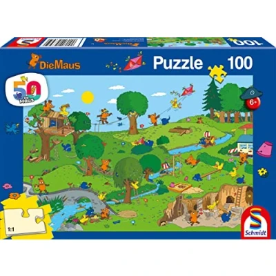 Imagen de Schmidt Spiele Sendung Mit Der Maus Puzzle Infantil de 100 Piezas, diseño ratón en el Parque Juegos, Color carbón (56395)