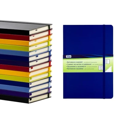 Imagen de TSI Cuaderno A5 cuadriculado, color azul oscuro, 192 páginas, número de referencia 63555 DB