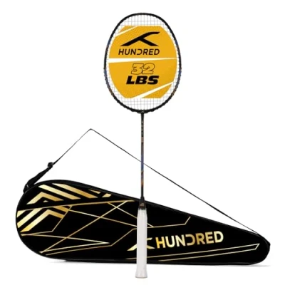 Imagen de HUNDRED Rock 88 Raqueta de bádminton Material: Grafito Cobertura Completa para Jugadores intermedios encordada Bolsa Regalos 82 Gramos Tensión Cuerda