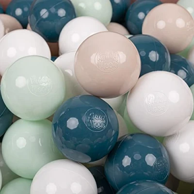 Imagen de KiddyMoon 100 ∅ 7Cm Bolas Colores De Plástico para Piscina Niños, Turquesaosc/Beigepas/Blanco/Menta