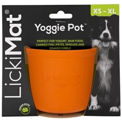 Imagen de LICKIMAT Yoggie Pot Distracción, diversión y enriquecimiento. Dispensador de golosinas goma larga duración para todos los tamaños perros alimentador lento pequeños. Lo más
