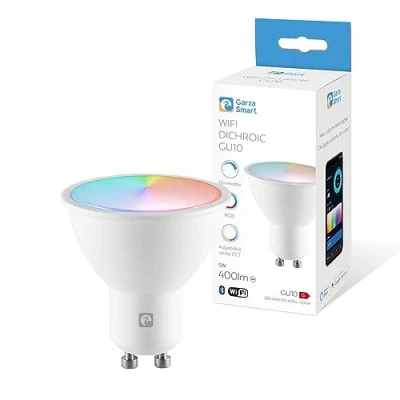 Imagen de Garza Smarthome Bombilla LED Inteligente Wifi GU10 5W (40W de Equivalencia) RGB+CCT, Intensidad regulable, Programable, Control por Voz y App (Alexa/Google Home), 2,4 GHz