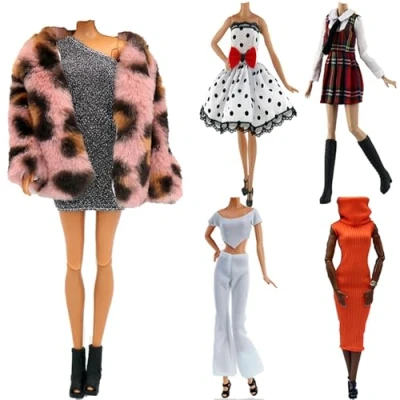 Imagen de Ropa para 29cm Muñeca, 5 Conjuntos Moda Abrigo de otoño Vestidos Pantalones Zapatos Sombrero Rompevientos Muñecas Accesorios Bebé Regalos (D)