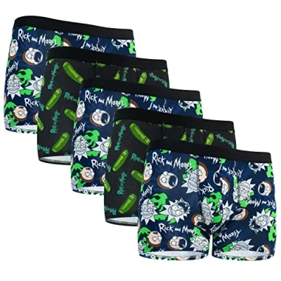 Imagen de Rick and Morty Calzoncillos Hombre Boxer Divertidos (Pack de 5) (3XL, Negro/Azul)