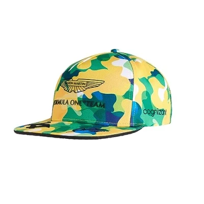 Imagen de Aston Martin Gorra de béisbol Formula One Team 2023 Fernando Alonso edición especial del GP Brasil, producto oficial verde/blanco/amarillo