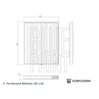 Imagen de BLUE PRINT ADBP250094 Filtro de habitáculo carbón activado 248mm 203mm 20mm