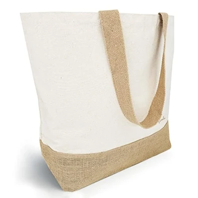 Imagen de Loxato Bolso Shopper Multiuso Tote Bag Tela Lisa Grande para Mujer Bolsa de Playa, Compra 56 x 43 18 cm