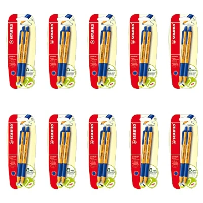 Imagen de Bolígrafo retráctil y recargable fabricado con plásticos reciclados STABILO pointball Pack 2 unidades Color azul
