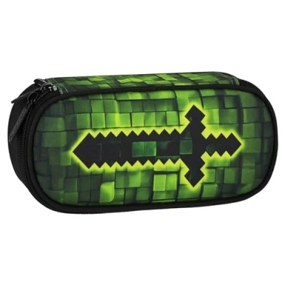 Imagen de Pixel Compartimentos Estuche Escolar para Jugador, Gamer, Bolsa, Forma Oval niños, 22x10x5 cm (Pixel Compartimentado)