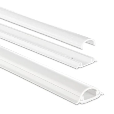 Imagen de Hama Canal de Cables Semicircular, Hasta 2 cables, Blanco, 100 x 3.5 0.9 cm