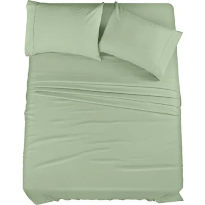 Imagen de Utopia Bedding Juego de sábanas 4 Piezas, Microfibra cepillada, Resistente al Encogimiento y a la decoloración, fácil Cuidado (matrimonial, Salvia)