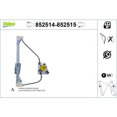 Imagen de Valeo Elevalunas Atrás izquierda eléctrico sin electromotor función de confort 852514 HYUNDAI: ix35