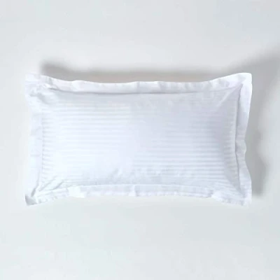 Imagen de HOMESCAPES Funda de Almohada Confort con Rayas satén estilo Oxford 50 x 90 cm Color Blanco sobrecosturas en 100% Algodon Egipcio Densidad 130 Hilos/cm²