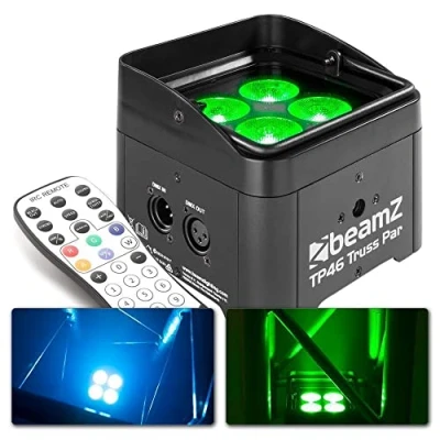 Imagen de Beamz TP 46 Truss Par reflector 4x 4W 4in1 LEDs, RGB UV Light Mixing, 3, 4 1, u 8 canales DMX y modo autónomo, Regulador 0 100%, 9 DMX, Pantalla LED