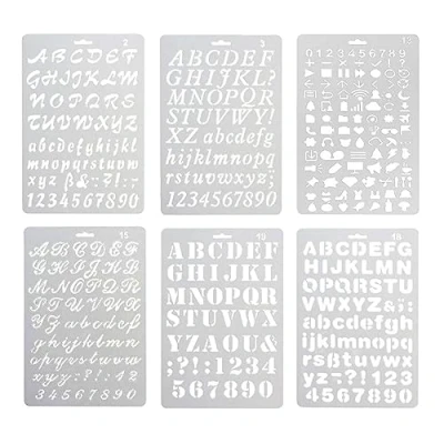 Imagen de XNJIHWA 6Pcs Plantillas Letra Inglesa Reutilizables Plantilla de Plastico el Alfabeto Caligrafía para manualidades,manualidades,pulverización,pintura,dibujo,diario,álbum de,26 x 18cm