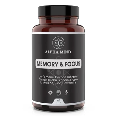 Imagen de Nootropico Potente Natural Concentración, Memoria, Agilidad mental Con Melena de Leon, Bacopa Monnieri, Ginkgo biloba, Rhodiola Rosea, L tirosina, Zinc, Vitaminas B Sin cafeína